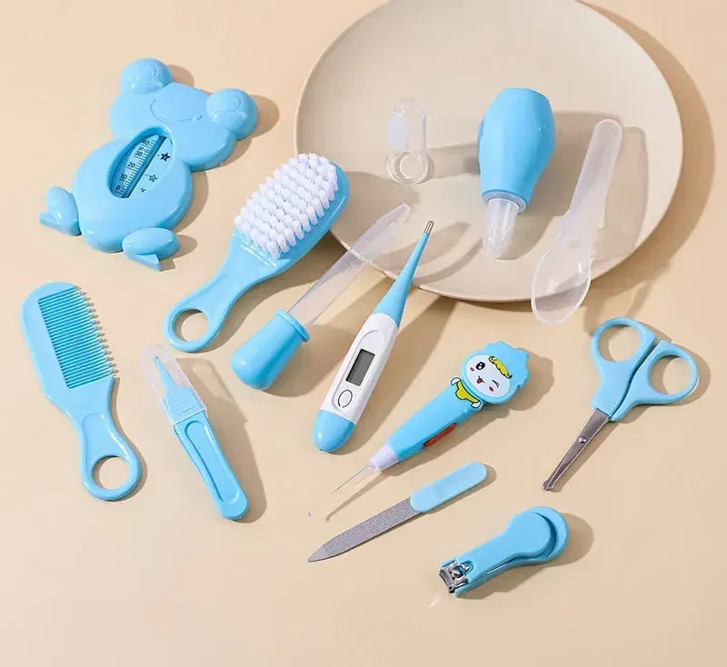 Baby Kit - 13PCS Wash Brush Thermometer Nail Clipper for Newborn Care Essentials Set with Hair Healthcare