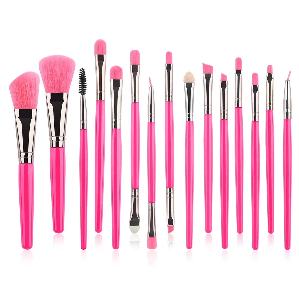 15pc Makeup Brushes Set Face Eyes Make Up Brush Eyelash Eyeshadow Eyebrow Eyeliner Foundation Powder Blush Highlight Lips Brush