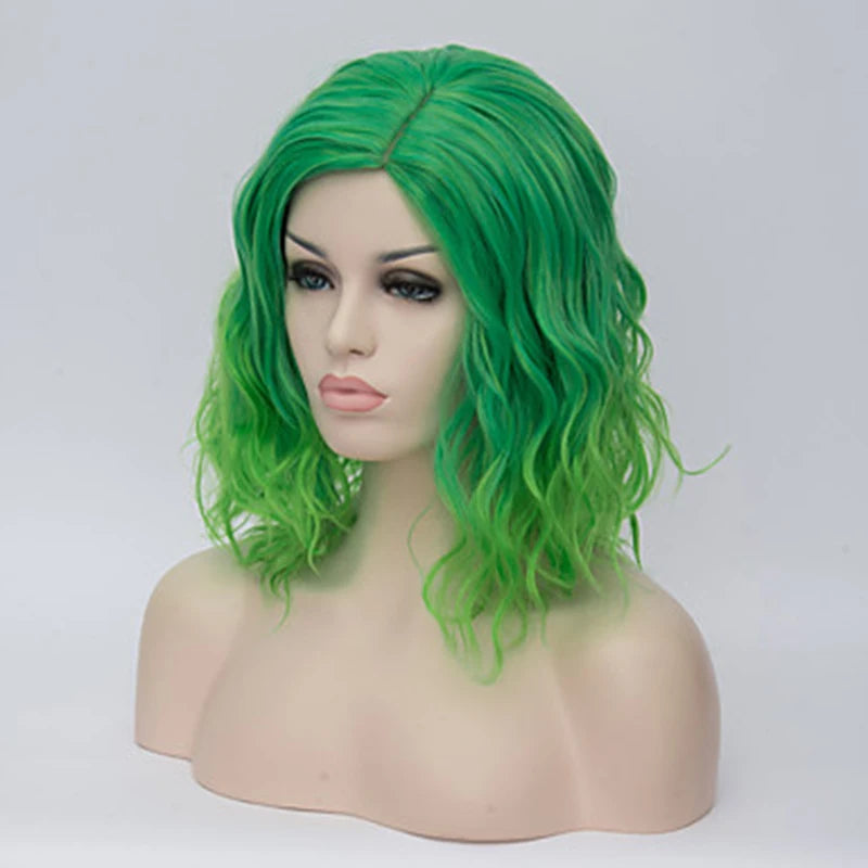 HAIRJOY Black White Wigs for Women Blue Pink Purple Green Multicolored Synthetic Hair Wig Cosplay Wigs Halloween