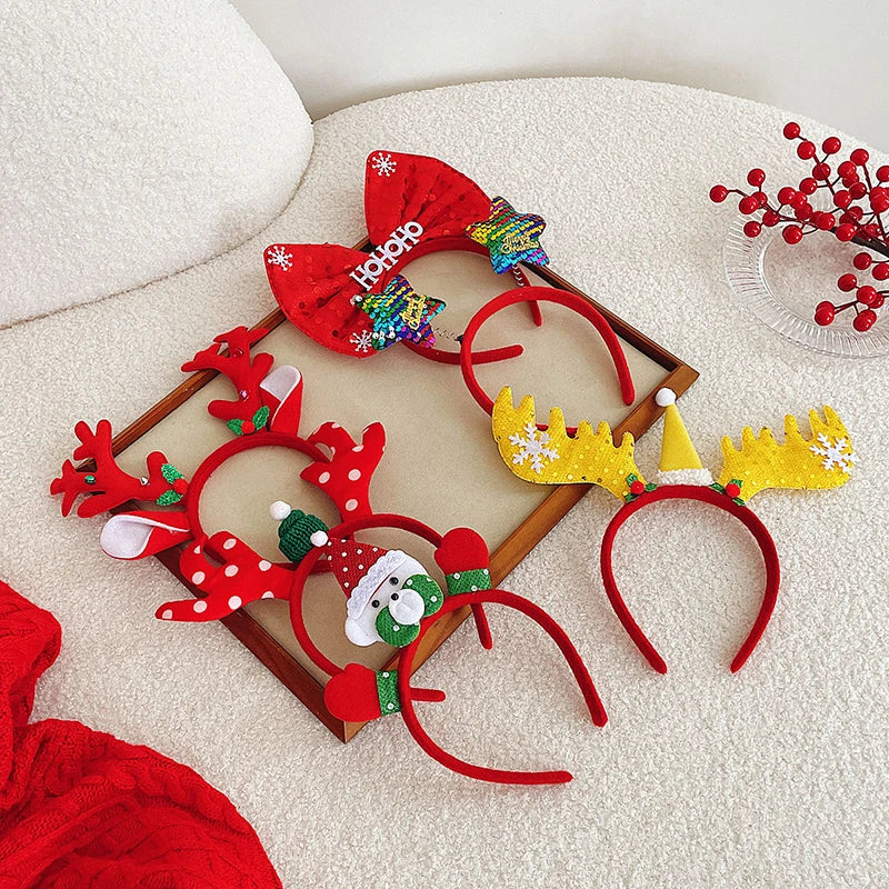 Cartoon Christmas headbands, Christmas decorations, party gifts, Christmas antlers Cute deer antler hair clip with bangs