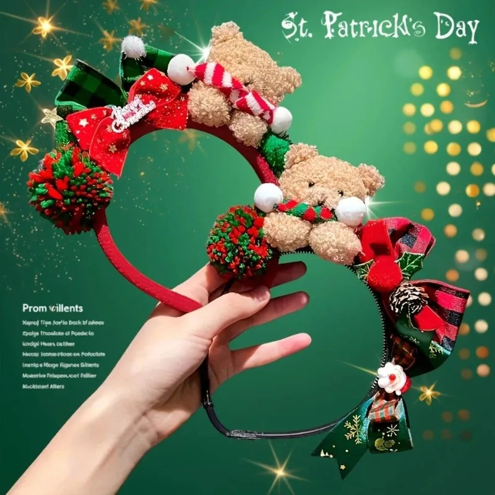 New Adjustable Christmas Headband With Bow Lightweight Headband New Year Hair Clip