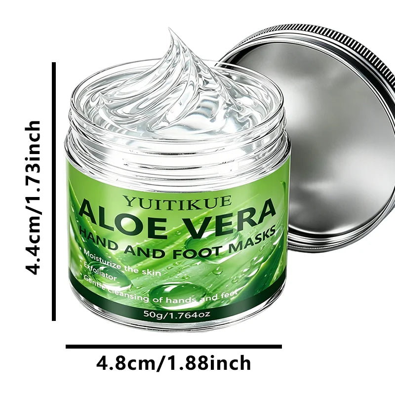 YUITIKUE 50g Aloe Vera Hand Foot Mask Exfoliating Moisturizing Hydrating Brightening Dead Skin Removal Hand Foot Care Cream