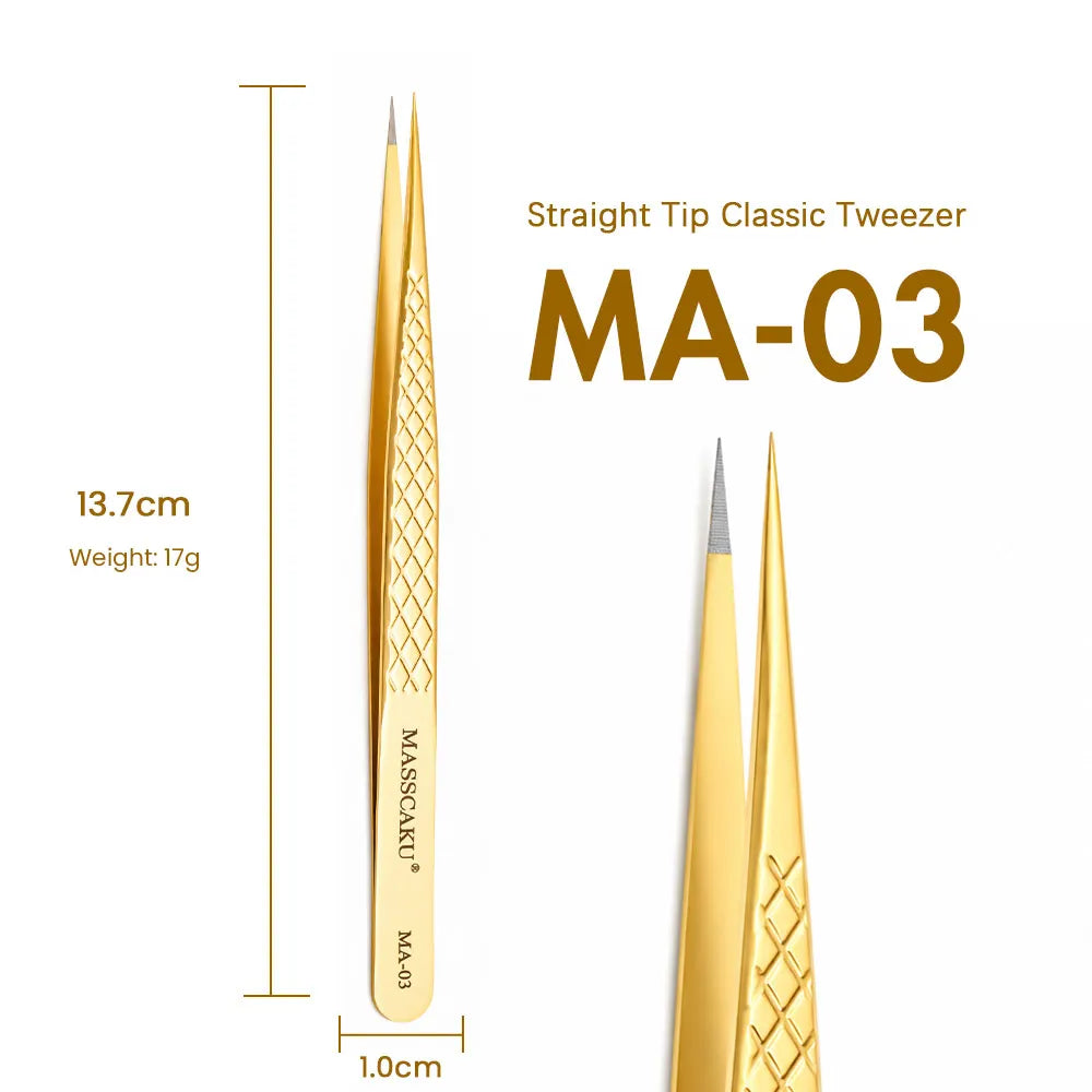 MASSCAKU Lash Pickup Tweezers Fiber Tip Beauty Salon Supplies High Accuracy Tool for Premade Fan Application