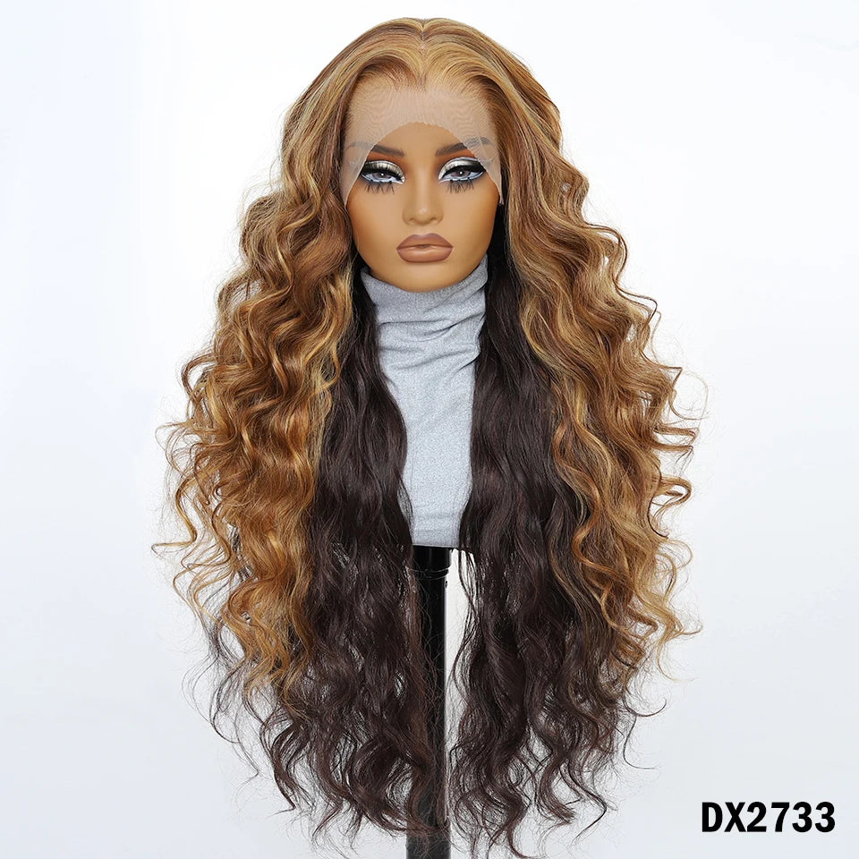 99J Burgundy Synthetic Lace Frontal Wig 13x6 Body Wave Long Deep Wavy Ombre Black Lace Wigs for Women Heat Resistant Cosplay Wig