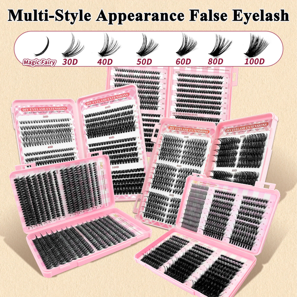 LAKANAKU Manga DIY Lashes Book Lash Cluster Tray Bottom Clusters Volume Set Eyelash Extensions Individual Eyelashes