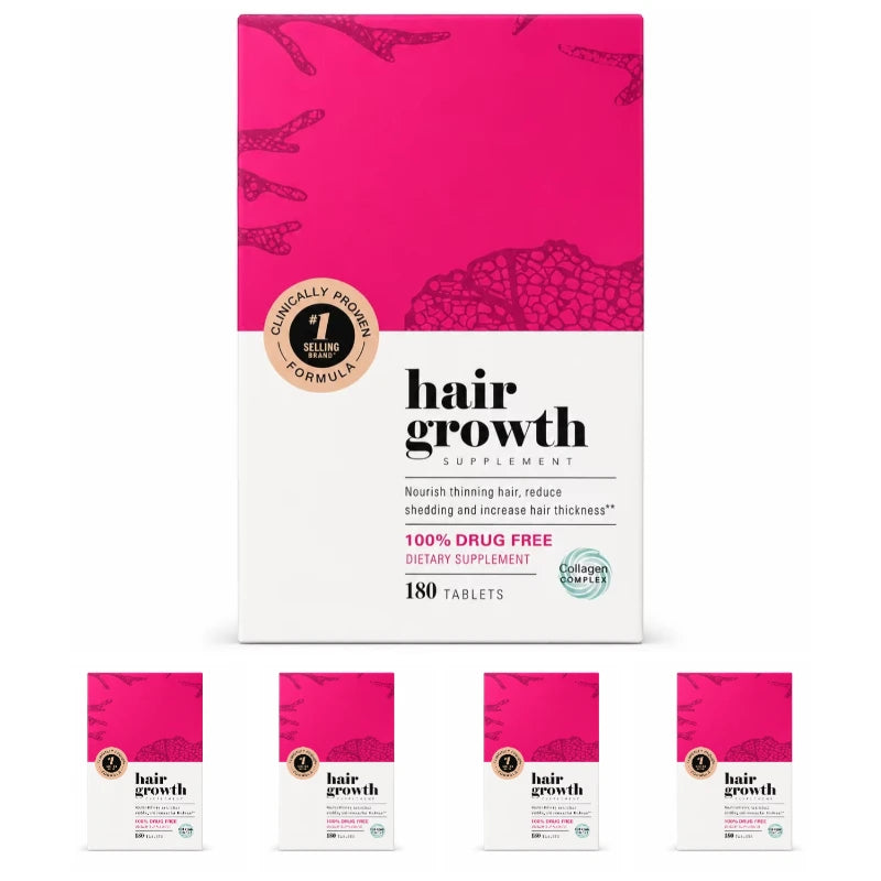 Hair Support Supplements for Women, Thicker Fuller-Looking Hair Beauty Support, with Biotin and Marine Collagen, 180 Tablets