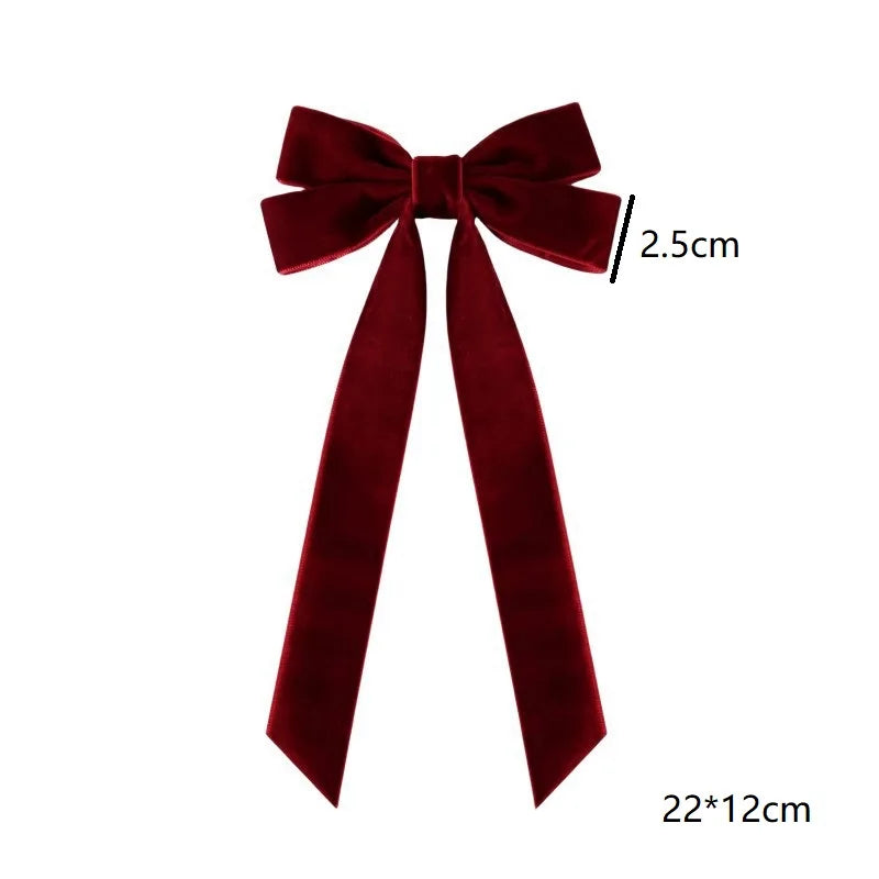1/2/5/10pcs Christmas velvet with double bow hair clip, fashionable, simple and versatile princess duckbill clip hair accessory