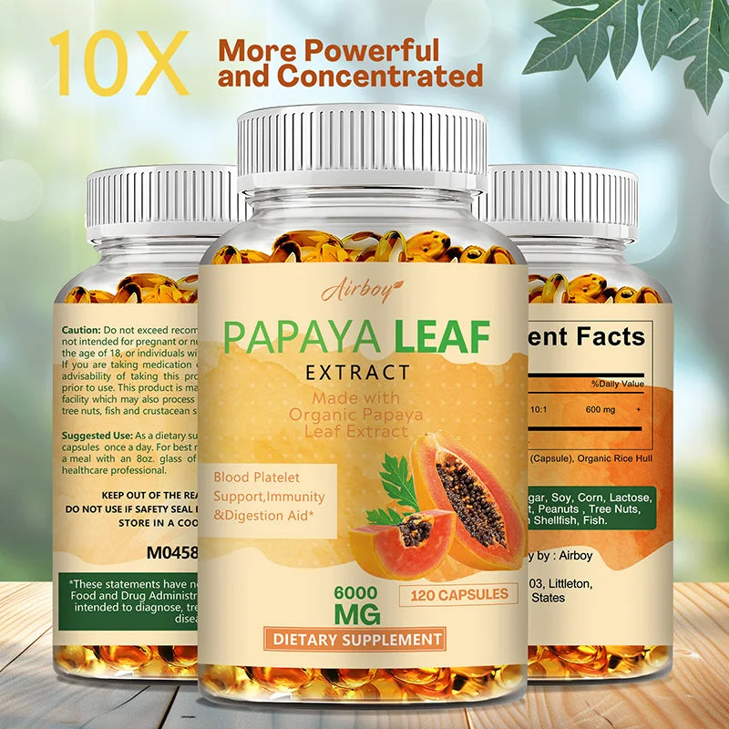 Papaya Leaf Extract - Supports Platelets, Bone Marrow and Spleen, Improves Immunity and Improves Digestion