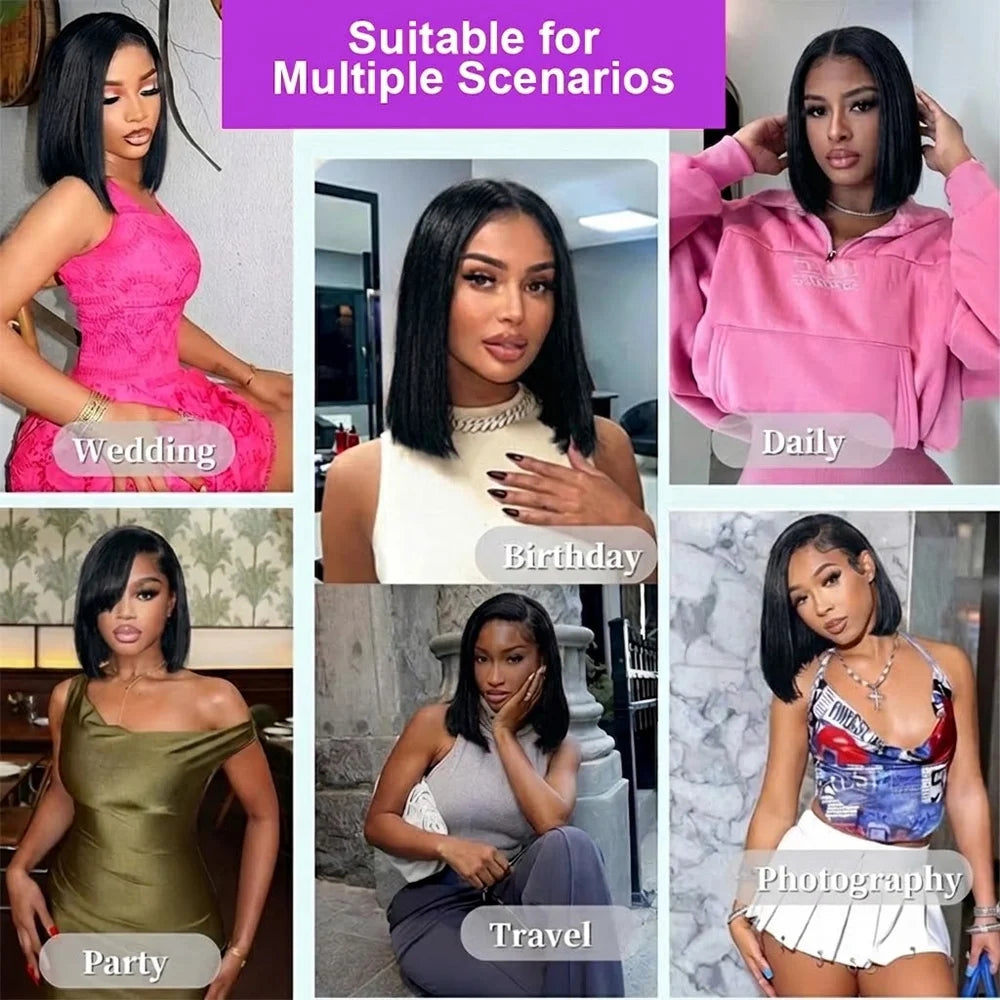 13X4 Lace Front Wig Pre Plucked Human Hair Wigs Short Straight Bob 13x6 Lace Front Wigs Remy Brazilian Human Hair Wigs 250% 5x5 Glueless Wig For Women