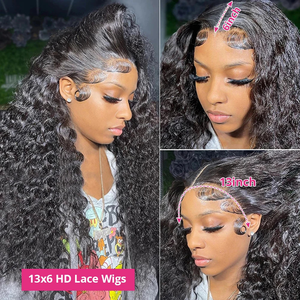 Deep Wave 13x6 HD Lace Front Wigs 13x4 HD Transparent Lace Frontal Wig 360 Curly ≥98% Human Hair Wig 4x4 5x5 Pre Plucked Lace