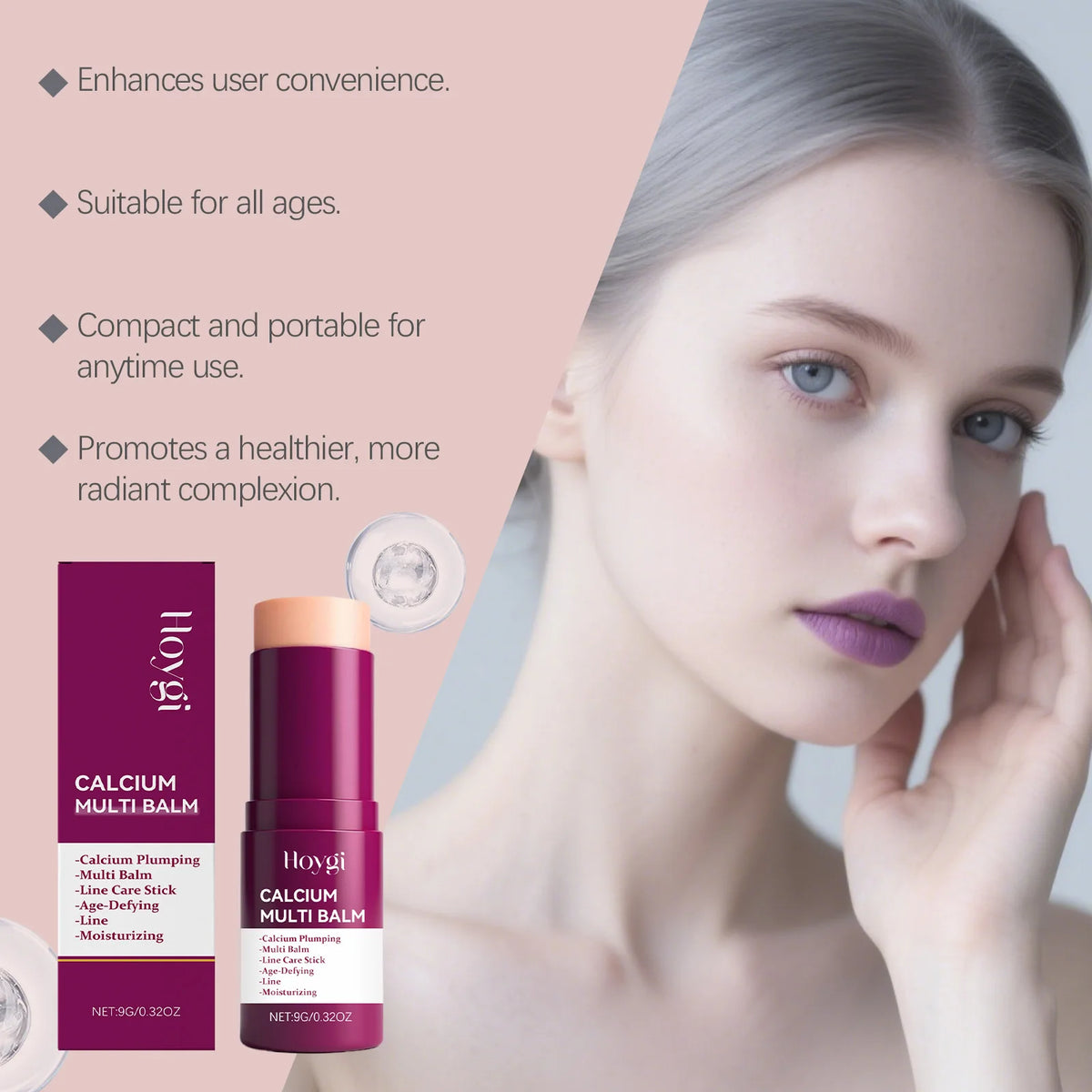 Calcium Multi Balm Stick Moisturizing & Anti-Wrinkle Stick for Eye Neck & Face Firming Sagging Skin Deep Hydration Nourishing Skin Care Neck Cream Eye Cream Balm Travel Friendly On the Go Moisturizer