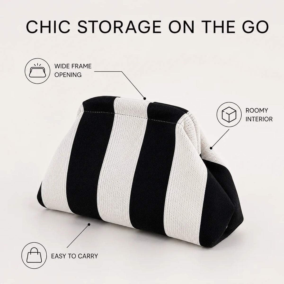 Makeup Storage Pouch Striped Geometric Cosmetic Bag Lightweight Portable Travel Toiletry Handbag For Women Organizer Purse Bags