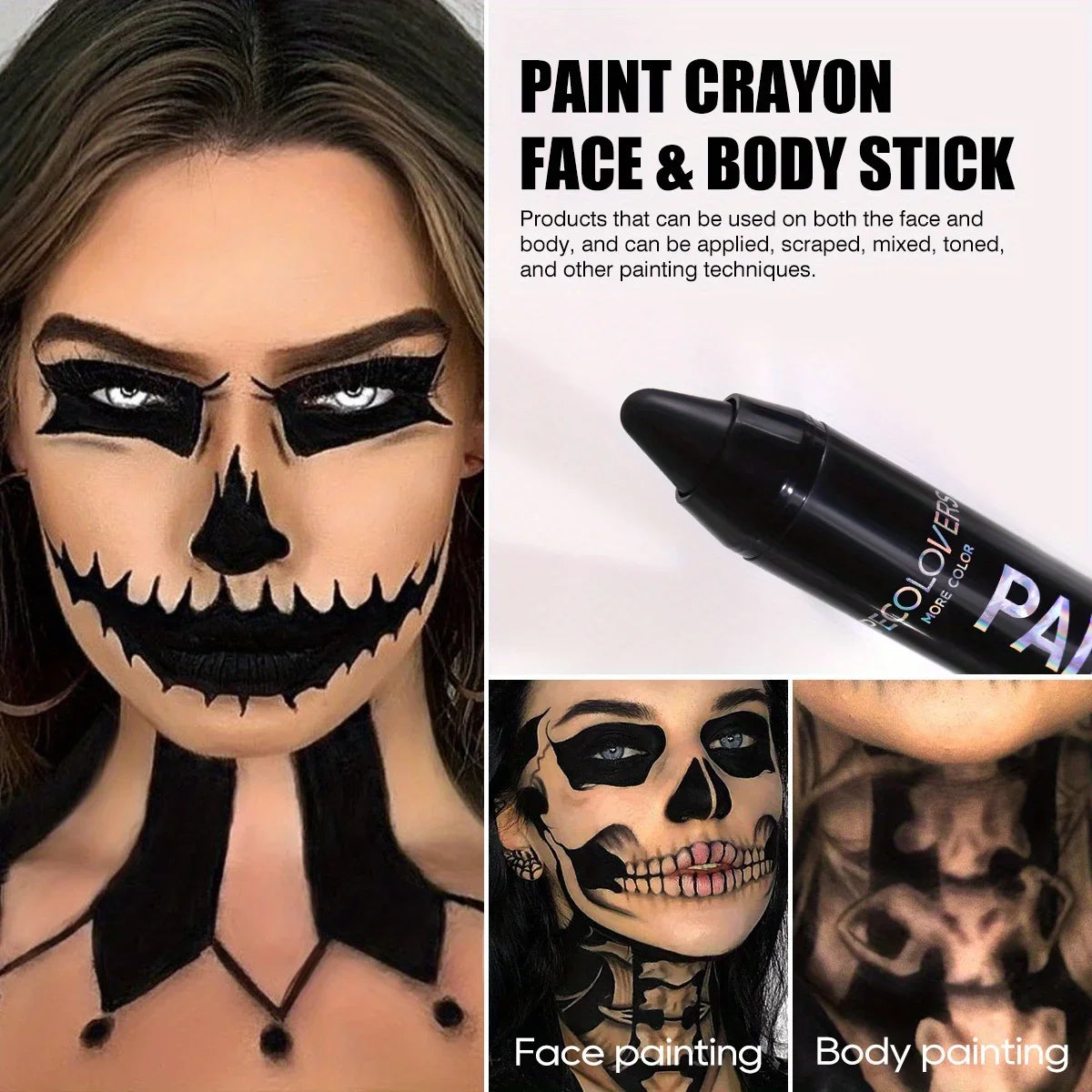 Face & Body Paint Sticks Body Paint Glow in The Dark Under UV Lights Face Painting Crayon Sticks Party Halloween Makeup