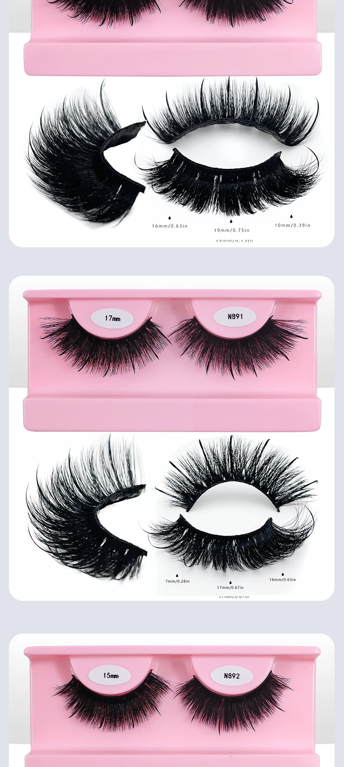 REDSIREN Faux Mink Lash Spikes Wispy Thick Natural Full Strip Lashes New Makeup Fluffy Mink Eyelashes