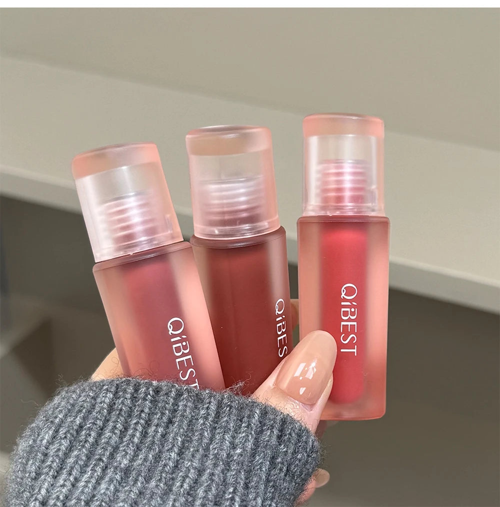 QIBEST 6 Colors Matte Liquid Lipstick Velvet Durable Lip Gloss Sexy Red Lip Stain Makeup Waterproof Lasting Lip Mud Cosmetics