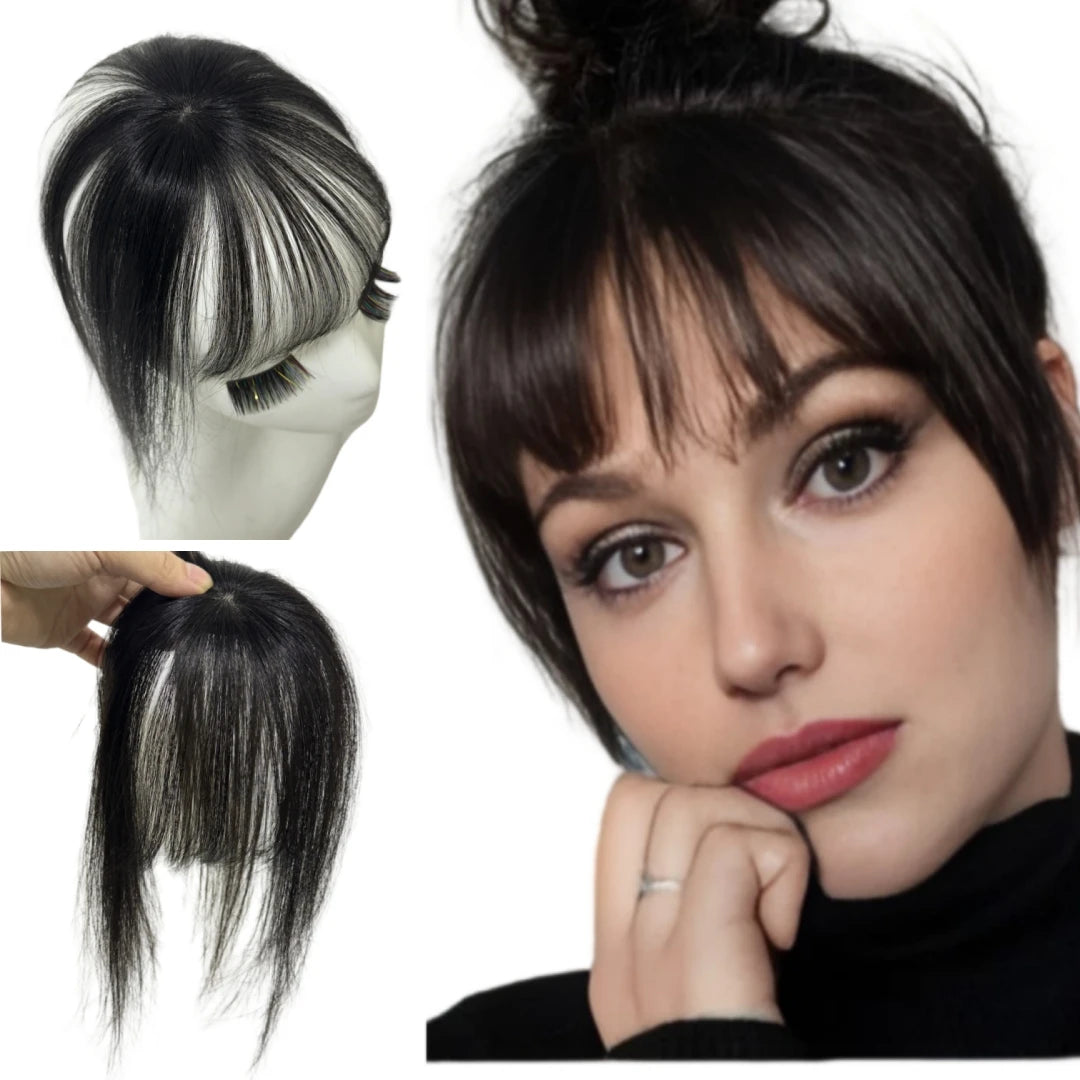 3D Full Coverage Human Hair Bangs Clips in Hairpieces for Women Wispy Bangs Hair Extensions for Thining Hair Daily Wear