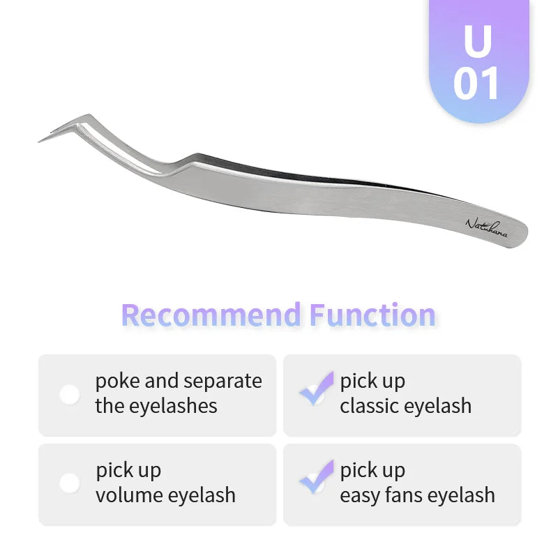 NATUHANA Anti-Static Lash Tweezers High Precision Stainless Steel Eyelash Extension Isolation Volume Tweezers Professional Tools
