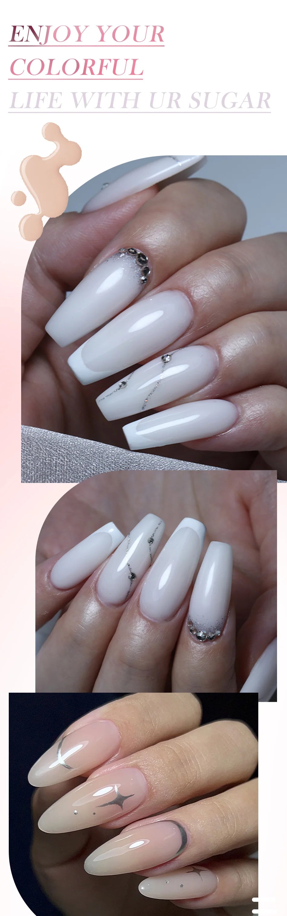 UR SUGAR 150g Jelly Gel Nail Extension Gel Milky White Nude Pink Quick Building UV Nail Hard Gels Self Leveling Construction Gel
