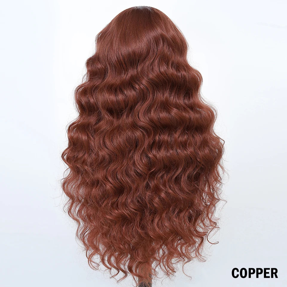 99J Burgundy Synthetic Lace Frontal Wig 13x6 Body Wave Long Deep Wavy Ombre Black Lace Wigs for Women Heat Resistant Cosplay Wig