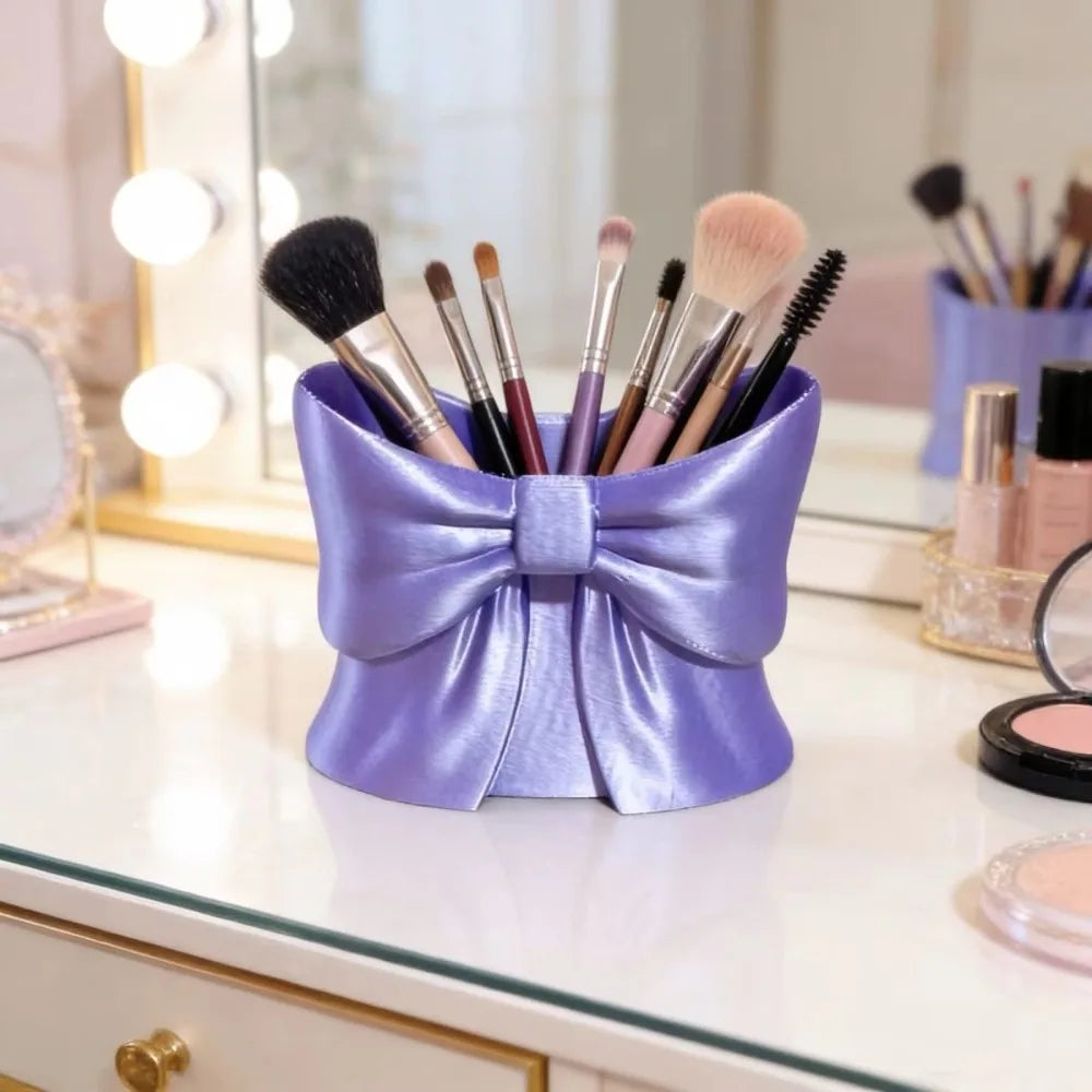 3D Printed Makeup Brush Storage Large-Capacity Space-Saving Bow Shape Pen Holder Sweet Cute Pen Organizer Cosmetic Storage