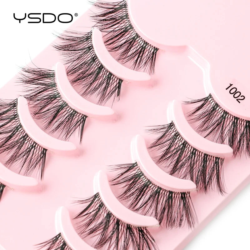 YSDO 5/10 Pairs Natural Eyelash Extension Hand Made Maquilagem Fluffy Fake Half Lashes Soft 3D Mink Lashes Makeup Faux Cilios