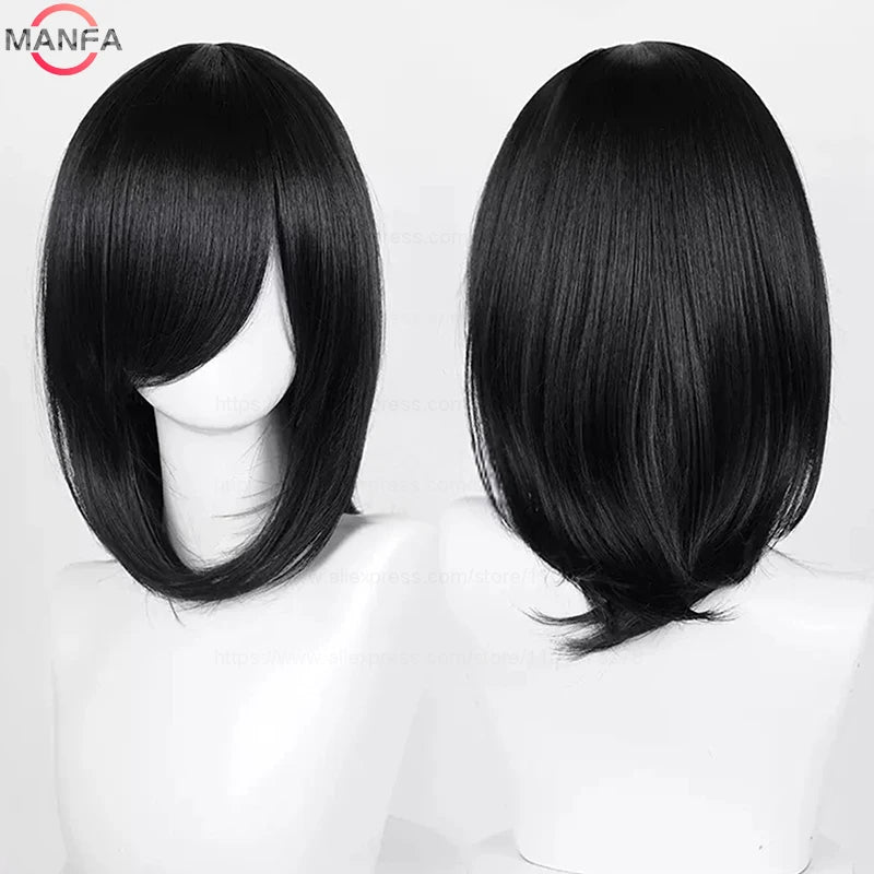 40cm Medium Basic Anime Cosplay Wig Bang Blond  Black White Red Pink Green Brown Gold Blue Heat Resistant Synthetic Hair Wigs