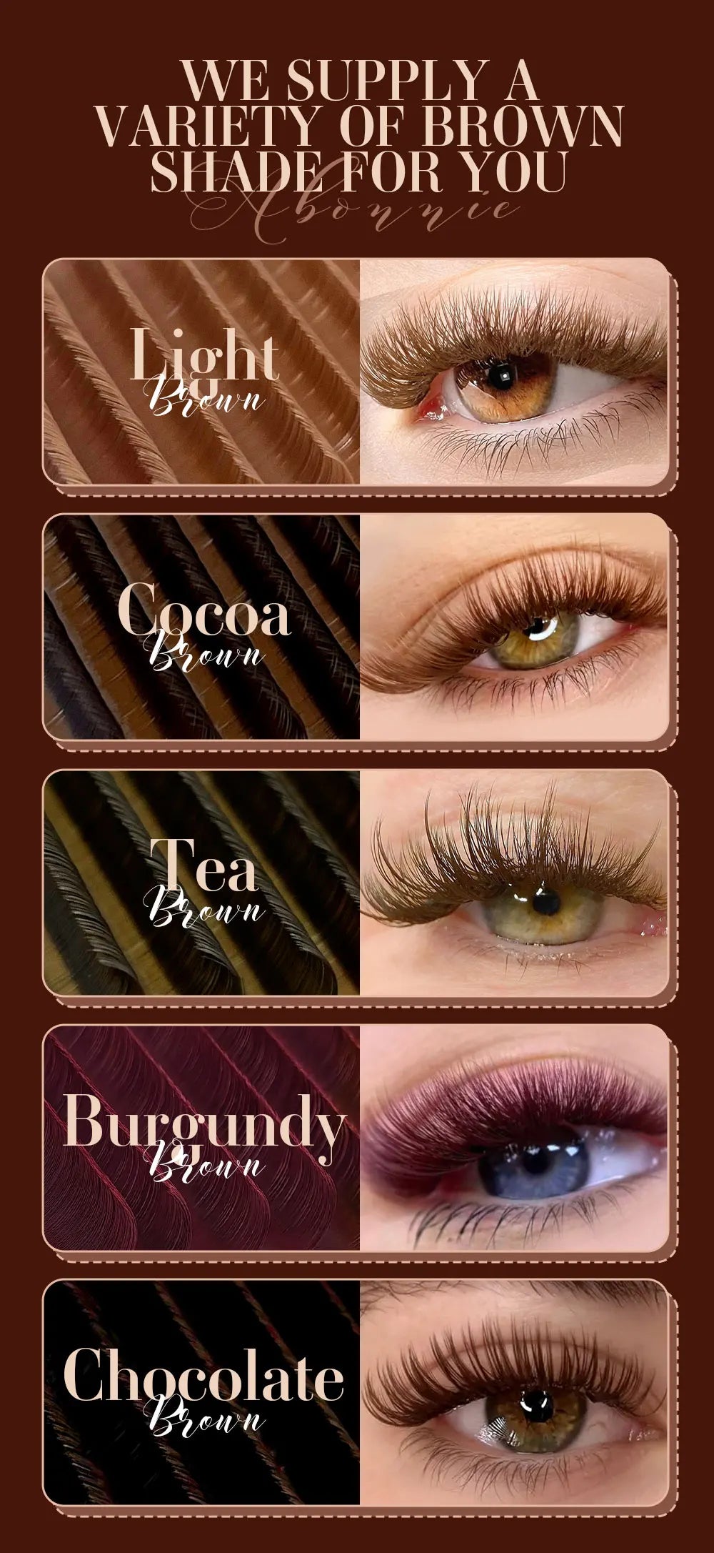 Abonnie LB Lashes Brown Classic Eyelash Extensions Russian Volume Lashes Fluffy Eyelash for Anime Eyelashes