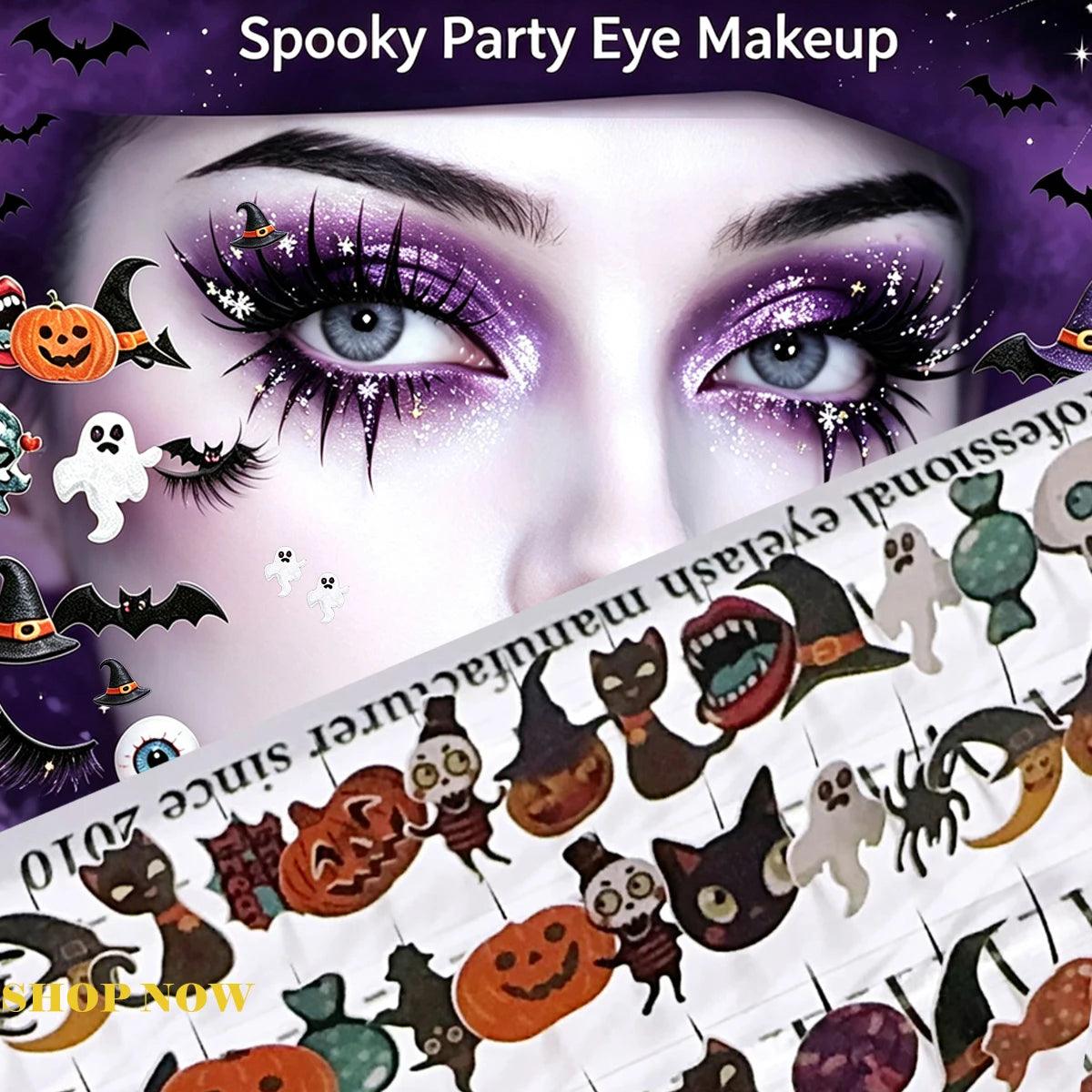 Domi Lash 3D Halloween Cosplay Eyelashes Christmas Diamond Glitter Snow Santa Cat Design False Individual Lash Party Eye Makeup