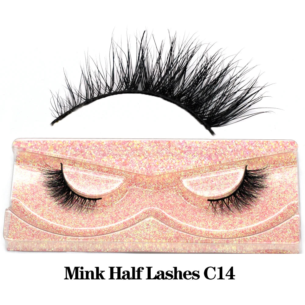 Half Lashes Short Mink Eyelashes Fluffy Soft False Eyelashes Wispy Cross Strip Eye Lashes Natural Mink Eyelash Extension Makeup