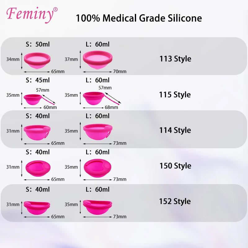 Feminy Menstrual Disc Kit Medical Grade Reusable Soft Silicone Period Disc with Sterilizer Case Applicator Leakproof Monthly Cup