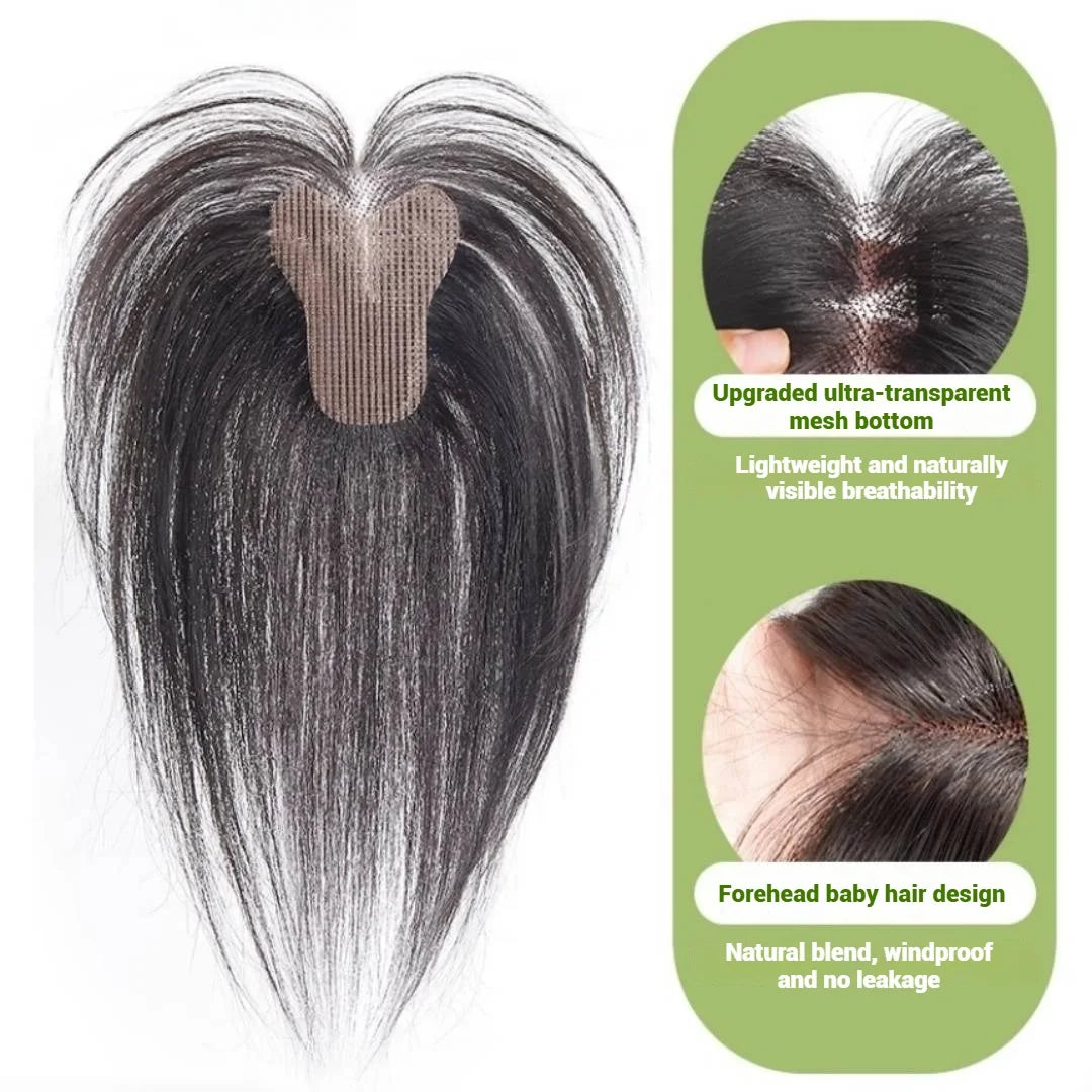 Magic Paste Hair Topper for Women Invisible Natural Looking Human Hair Bangs Fringe No Clip Design Covers Hair Loss