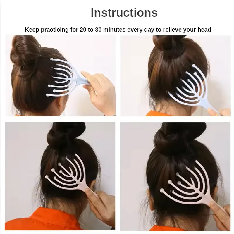 1 Pc Head Massager Scalp Neck Comb Roller Five Finger 10 Claws Steel Ball Hand Held Relax Spa Hair Care For Hair Stress Relief