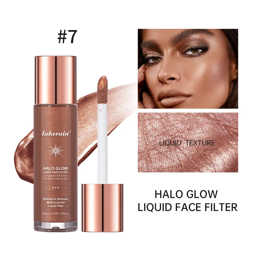 Halo Glow Liquid Filter Liquid Highlighter Face Contouring Pearlescent Makeup Brightener Bronzer Glow Body Face Contour Shimmer