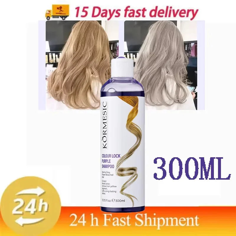 300Ml Color Fixing Purple Shampoo Lock Color Cover Gray Hair Fade Yellow After Bleach Hair Dye Long Lasting Non-irritating Care