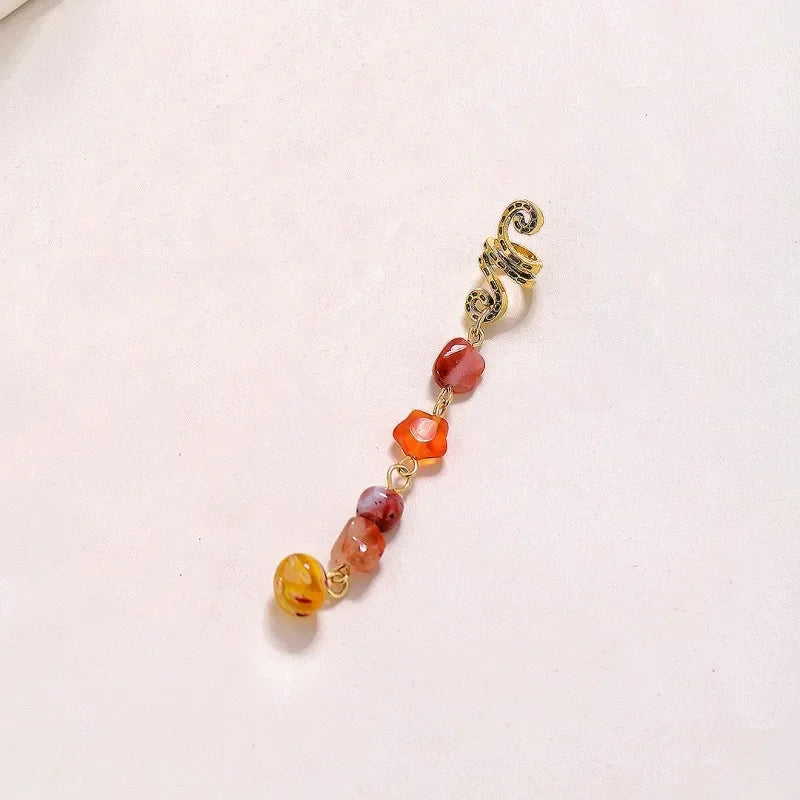 Personality exaggerated serpentine braid loop natural stone pendant hair accessories ethnic wind dreadlocks hair clip