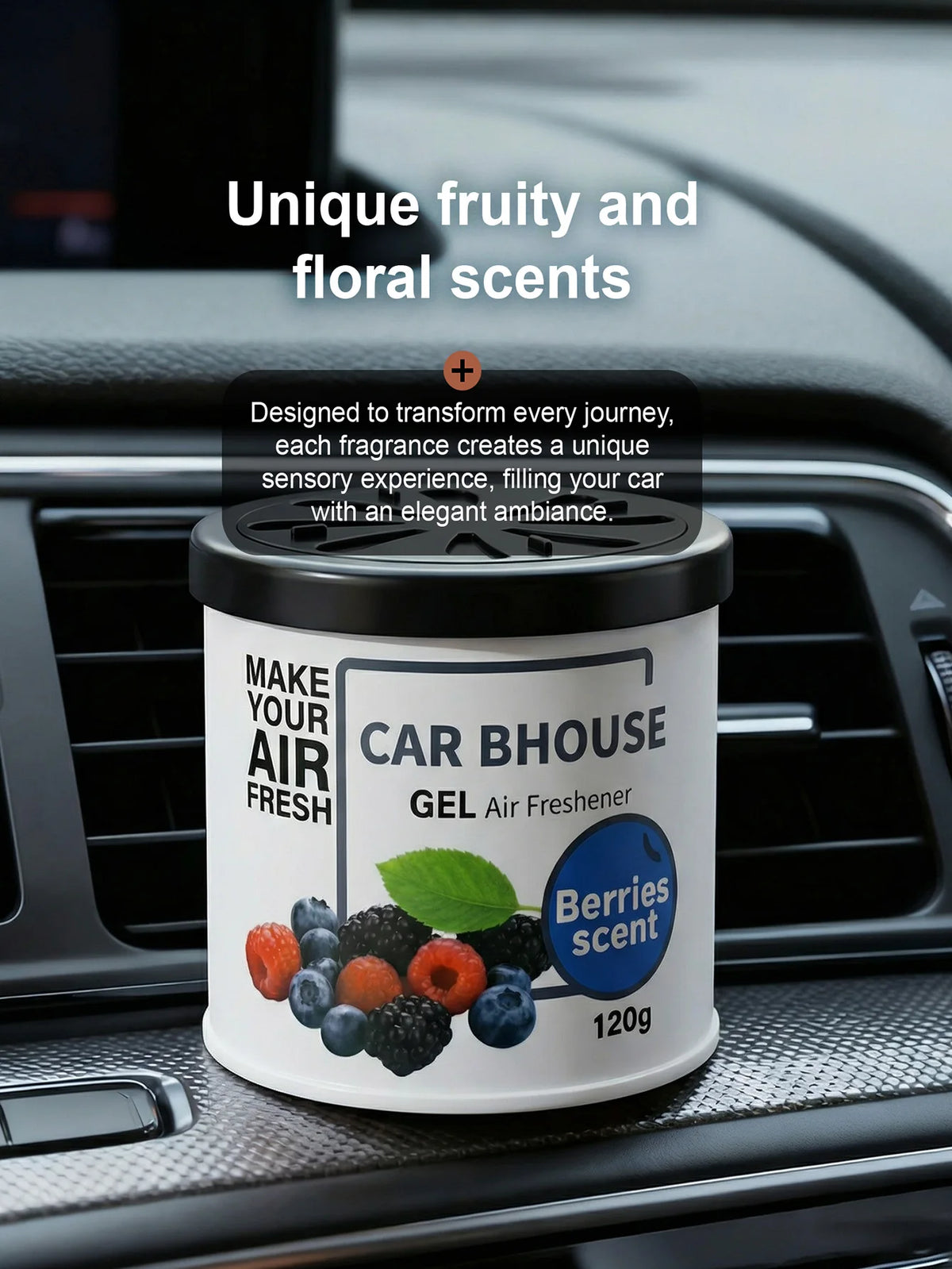 Dual-Purpose Air Freshening Gel for Cars and Homes, 120g with Fruity and Floral Fragrance, Providing Long-Lasting Scent.