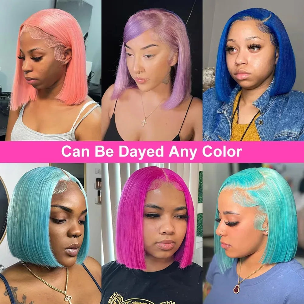 Human Hair Straight Bob Wig 613 Honey Blonde 13x4 Lace Frontal Pre Plucked 200 Density Wigs For Women Daily Use 200 Density