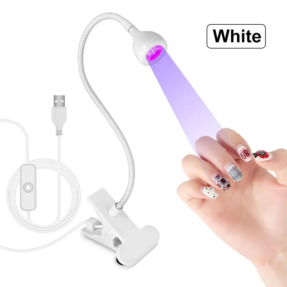 UV LED Light for Nails Polish Drying Lamp 360 Flexible Clip-on Desk Clip Mini USB Portable Nail Dryer Manicure Salon Tools