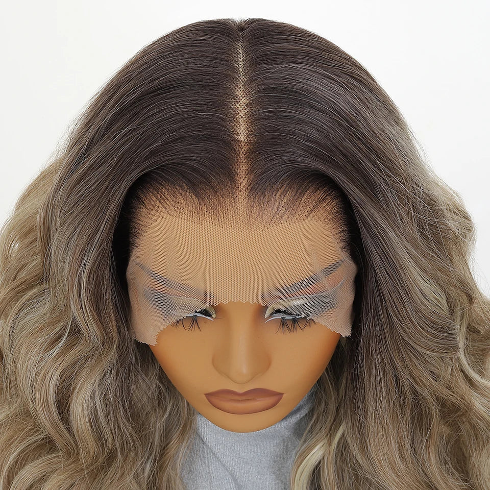 99J Burgundy Synthetic Lace Frontal Wig 13x6 Body Wave Long Deep Wavy Ombre Black Lace Wigs for Women Heat Resistant Cosplay Wig