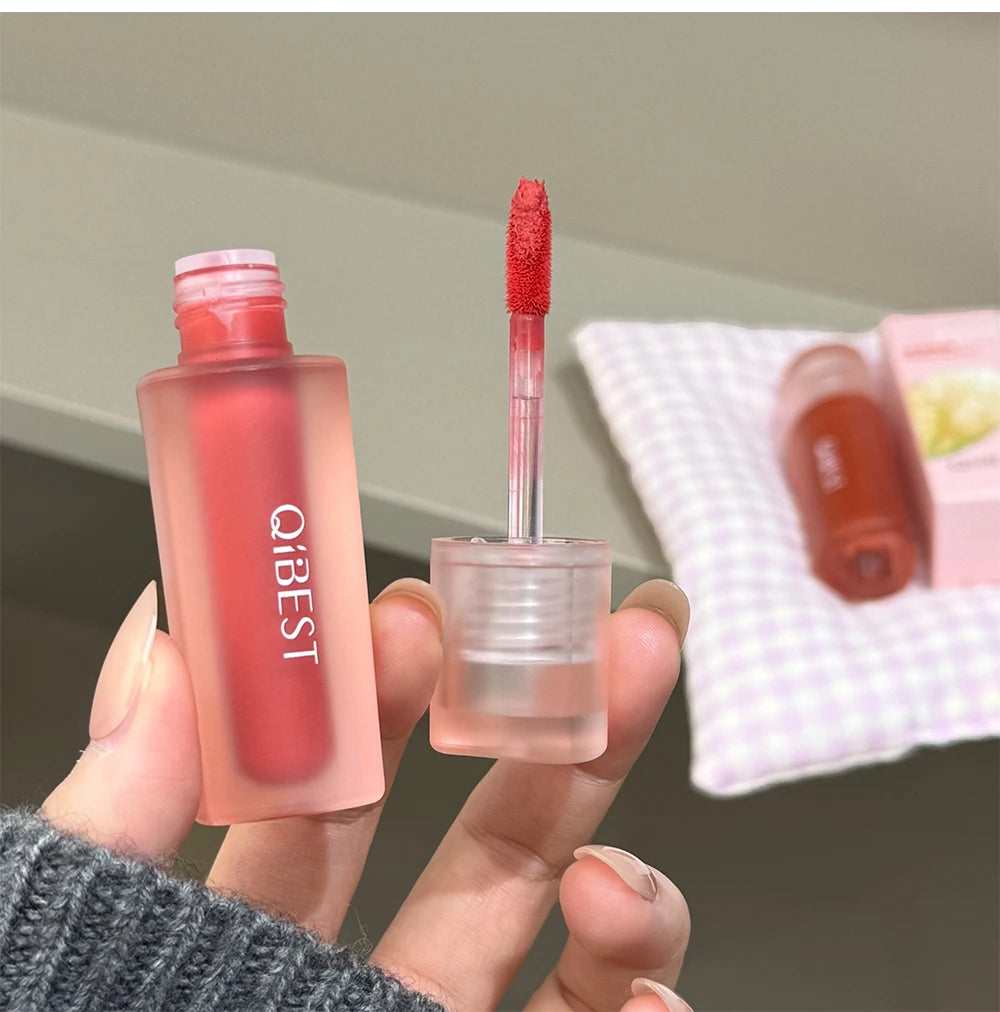 QIBEST 6 Colors Matte Liquid Lipstick Velvet Durable Lip Gloss Sexy Red Lip Stain Makeup Waterproof Lasting Lip Mud Cosmetics