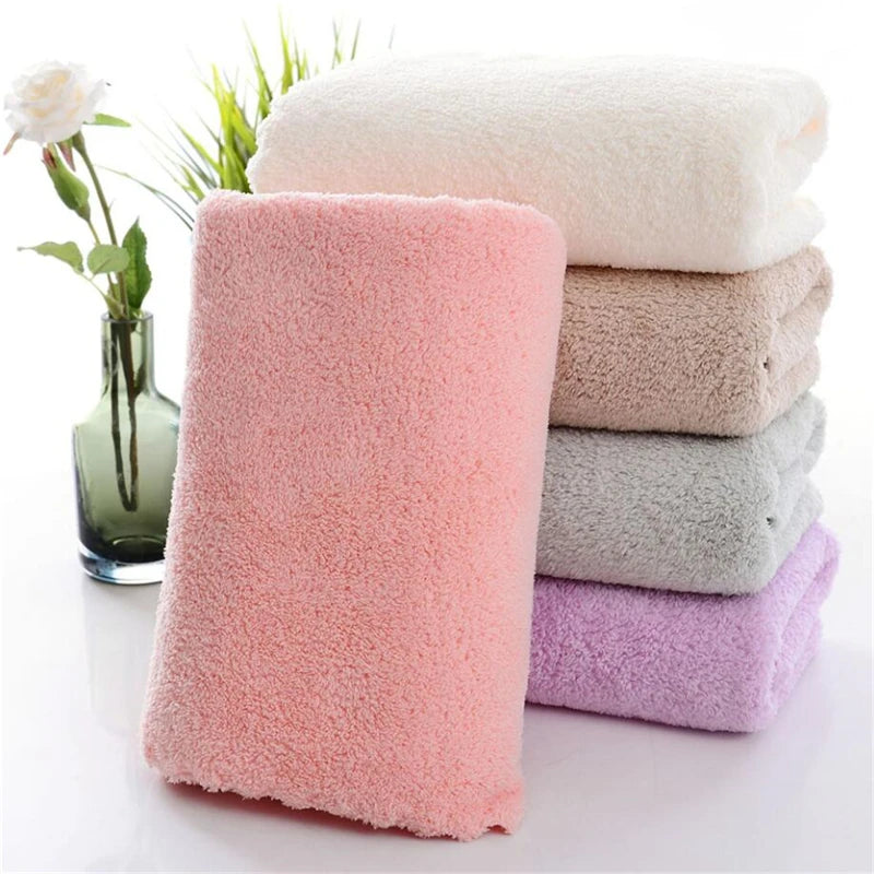 Soft Towel Bath Washing Cleaning Swimming Bathing Tools Dry Hair Water Absorbent Double-Sided Coral Velvet Microfiber Towel