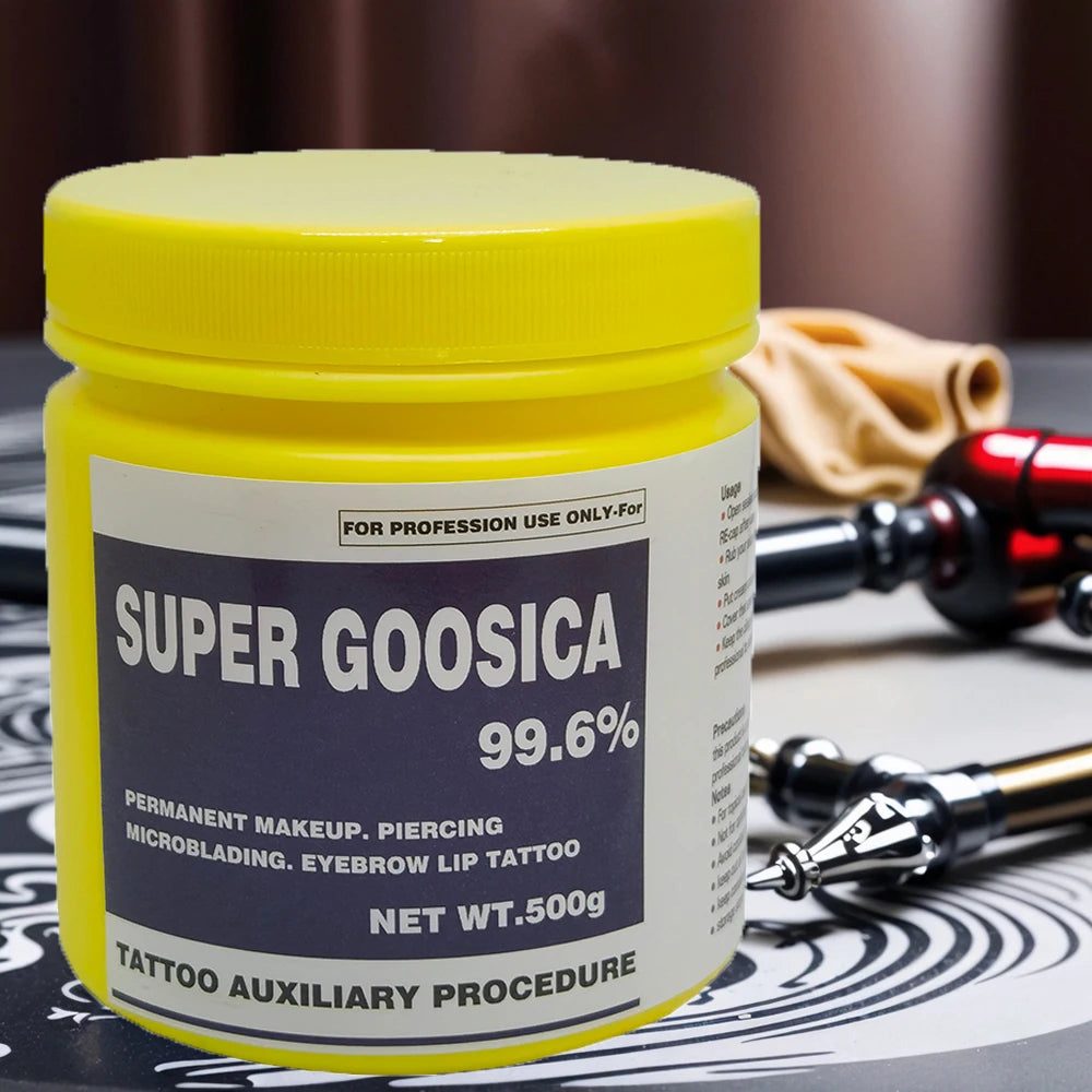 Yellow Bottle 99.6% Super Goosica Tattoo Cream 500g for Permanent Makeup Microblading Piercing Face Beauty Auxiliary