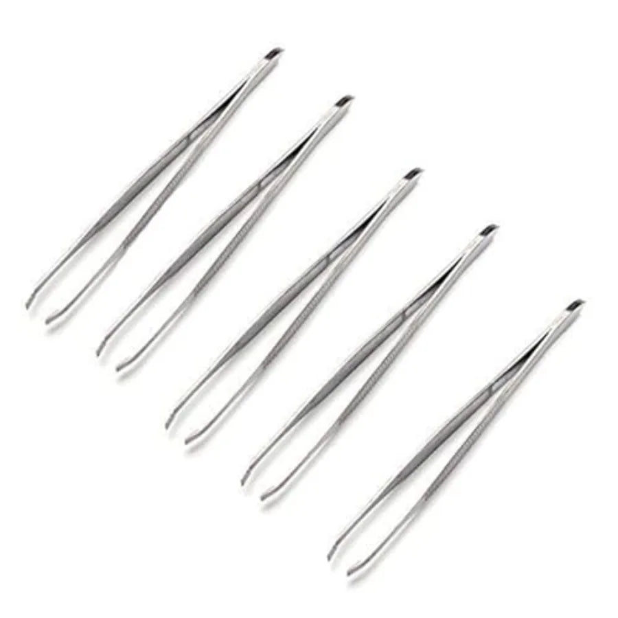 5Pcs Silver Tweezers, Pro Stainless Steel Eyebrow Home Tool Precision Hair Removal Beauty Tool Hair Removal Tweezers