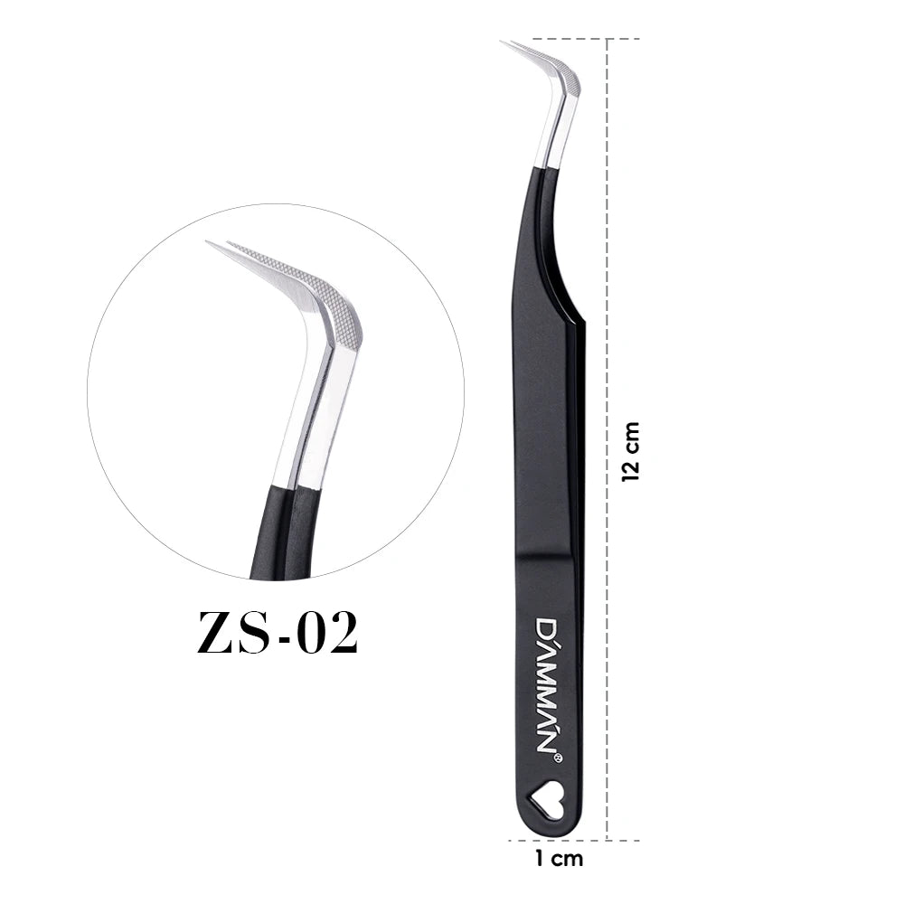 DAMMAN 3PCS Lash Tweezers Set Fiber Tip Tweezers for Eyelash Extension High Precision Eyelash Tweezers with Leather Case