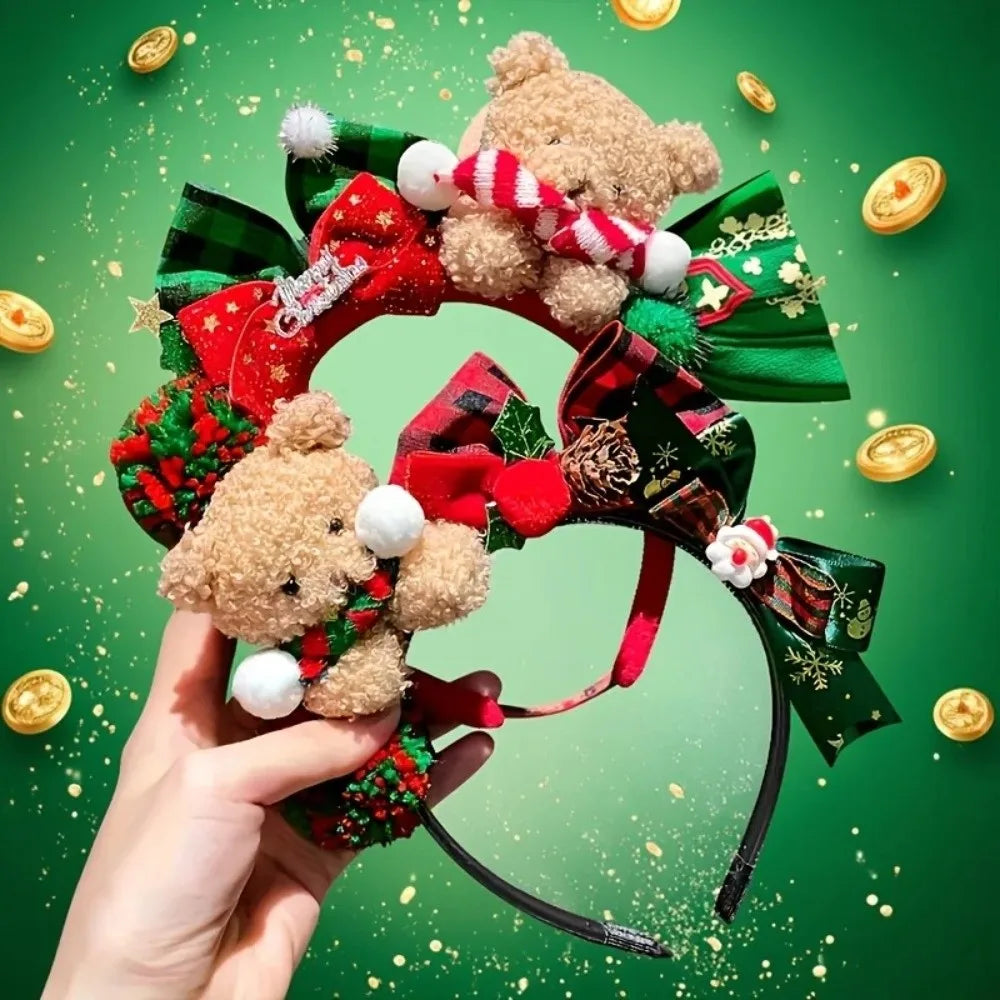 New Adjustable Christmas Headband With Bow Lightweight Headband New Year Hair Clip