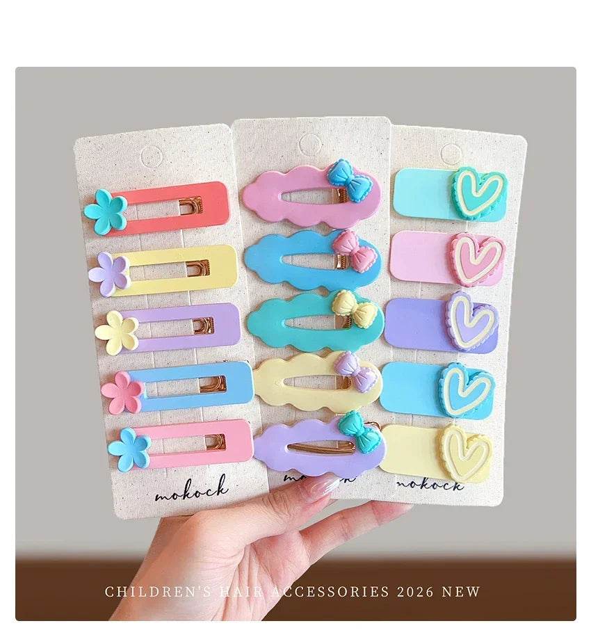 2026 New 5PCS/SET Korean Sweet Style Cute Bow Cloud Wave Hair Clips  No Hurt Hair BB Clips for Baby Girls Toddler Accessories