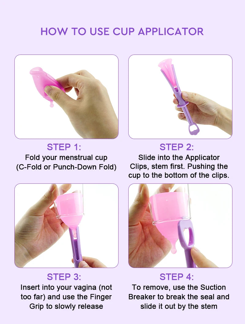 Certified Cup Kit Steam Sterilizer Applicator Reusable Soft Silicone Lady Cup Sterilization Women Health Care Feminine Hygiene