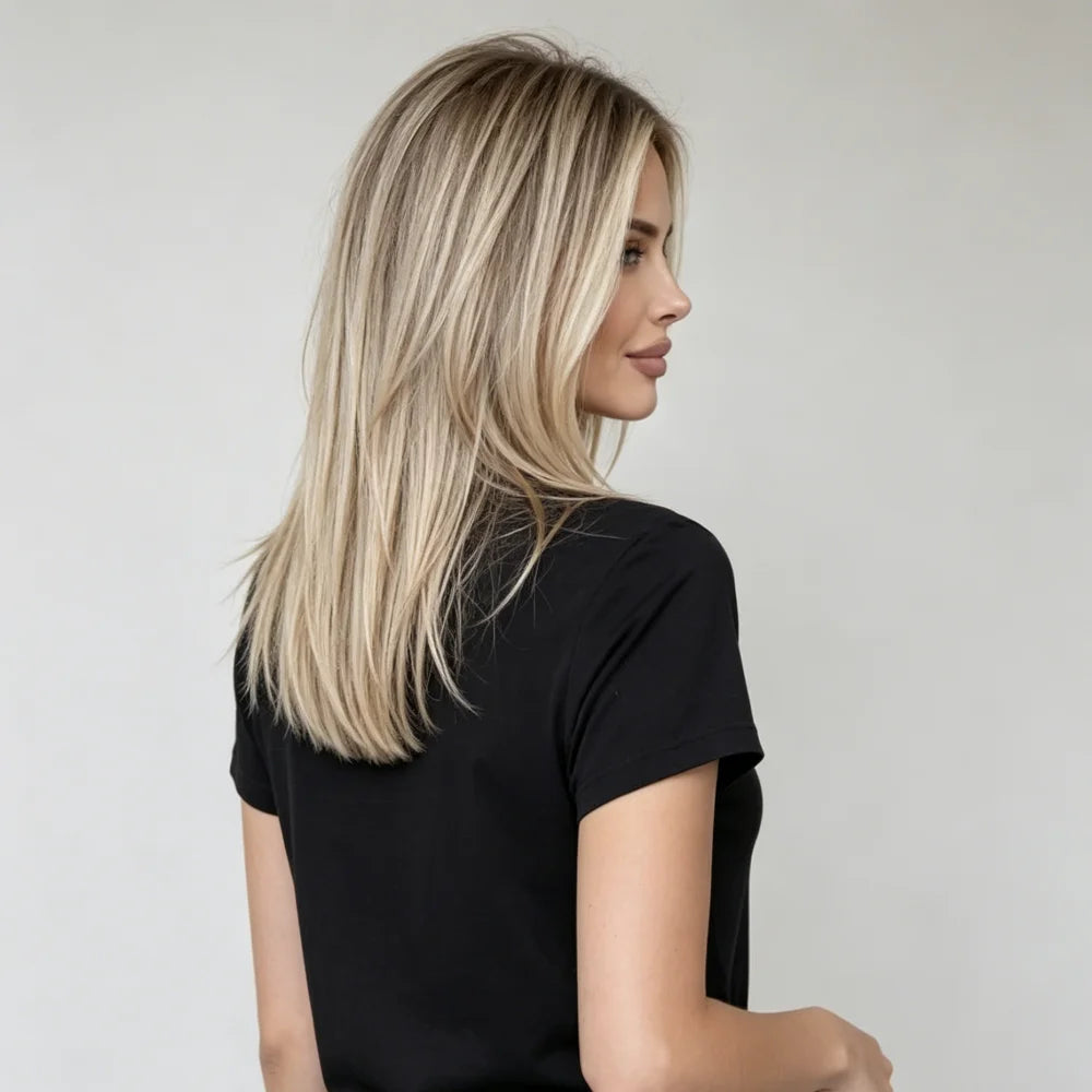 Straight Hair Soft Highlight Blond 150 density 13×4 100%human hair wig lace front wig, with baby hair pre plucked