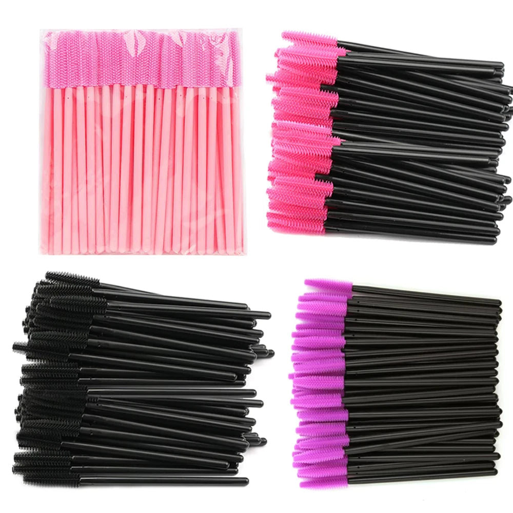 25/50PCS Eyelash Brush Silicone Gel Eyelashes Brushes Mascara Wands Applicator Spoolers Lashes Cosmetic Brushes Makeup Tools