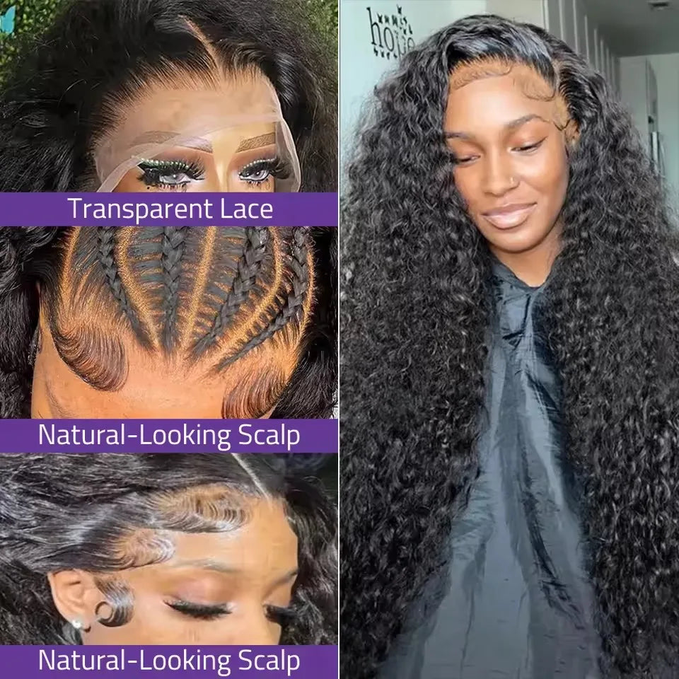 Deep Wave 13x6 HD Lace Front Wigs 13x4 HD Transparent Lace Frontal Wig 360 Curly ≥98% Human Hair Wig 4x4 5x5 Pre Plucked Lace